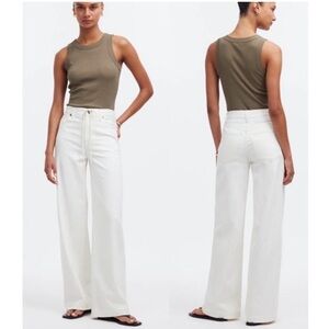 Madewell High Rise Wide Leg Women’s Jeans, Cream, Size 28, Like New